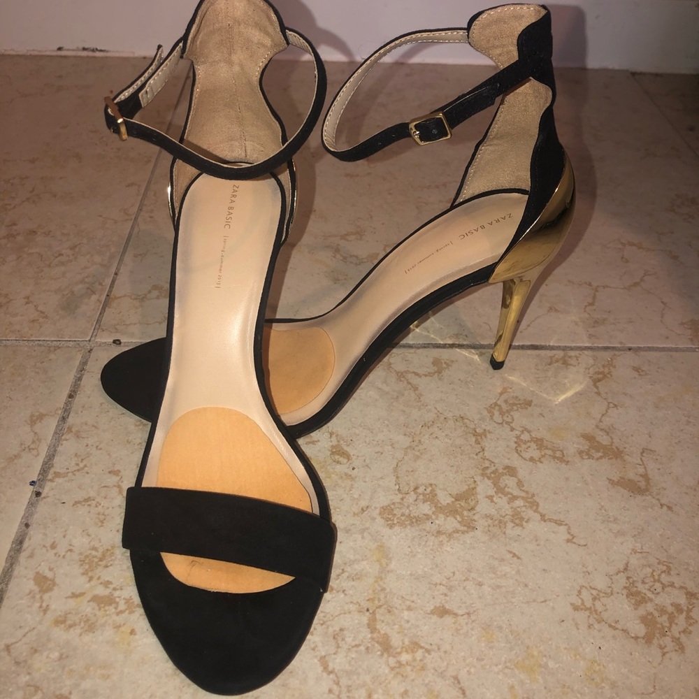 Zara basics black strappy heel